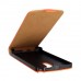 LG G3 - Genuine Leather Up Down Flip Protective Phone Cover Case - Orange